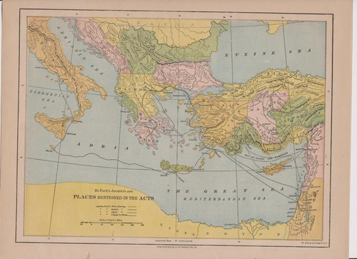 Mapas de placas religiosas 1882 BIBLIA Países gentiles Hechos Apóstoles San Pablo - Imagen 2 de 12