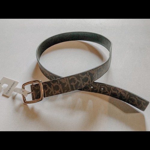 Calvin Klein Ladies Brown Monogram Signature Belt w/ Silver Buckle, NWT! - Picture 2 of 7