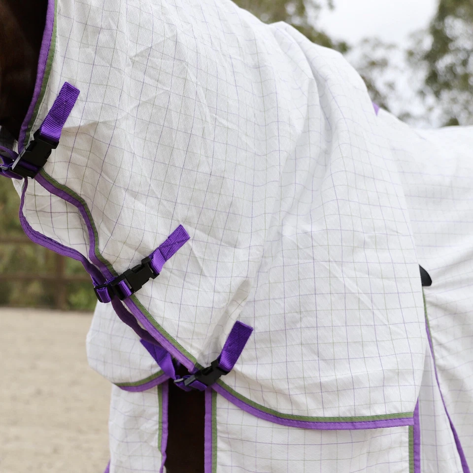 Capriole Ripstop Cotton Purple & Lime Green Check Summer Horse Combo Rug - image 4 of 4