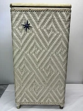 Mid century Modern BORG ERICKSON VOGUE Laundry Clothes Hamper White Wicker MCM