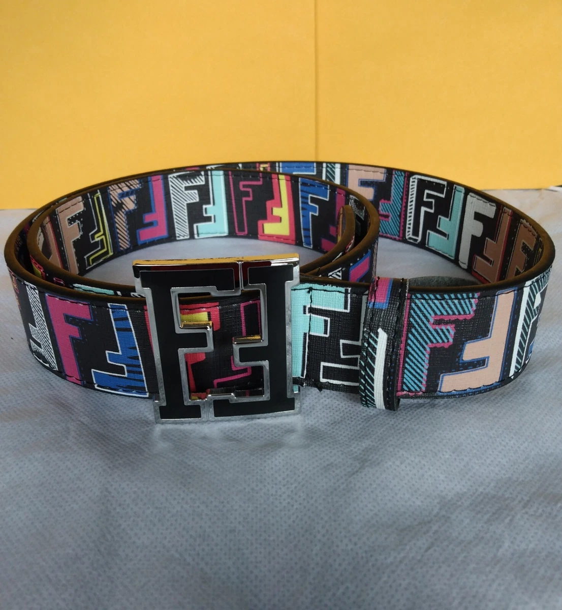 Black multicolor fendi clearance belt
