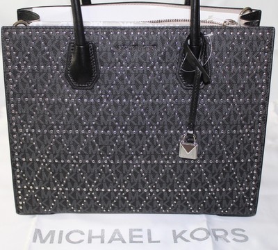 Michael Kors Mercer Stud and Grommet Large Convertible Tote Black 
