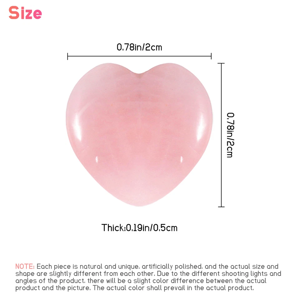 Lots Heart-shaped Natural Rose Quartz Pocket Palm Healing Gemstone Crystal Stone - Image 2 of 4