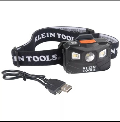 Klein Tools 56048 Rechargeable Headlamp with Strap, 400 Lumen All-Day Runtime, A