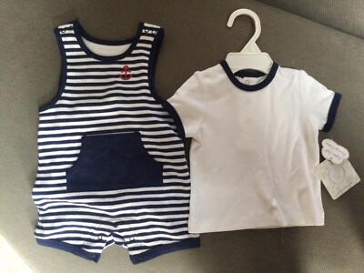 NWT Boys Little Me Anchor Shortall Sz 3 Month  2pc