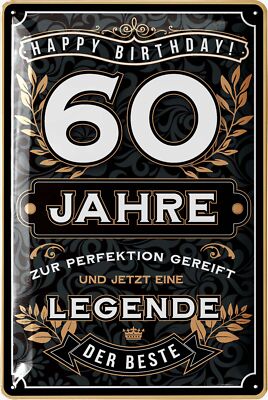 Tin Sign 60 Sign 60 YEARS LEGEND Birthday Decoration Retro Metal Sign 20x30