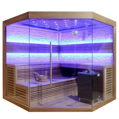 Sauna Saunakabine 200x200 cm aus rote Zeder 9kW EOS Cubo Saunaofen