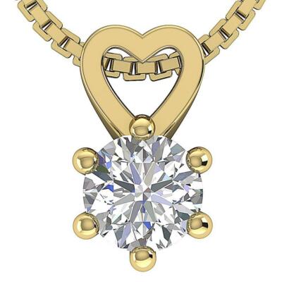 VVS1 E 0.30 Ct Gift For Mother Heart Solitaire Pendant Natural Diamond 14K Gold