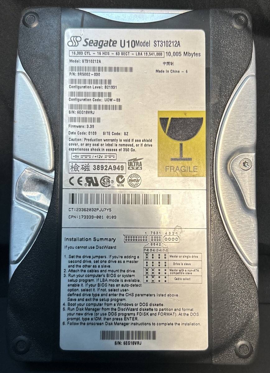 PC周辺機器 Seagate???10?GB IDE 4???st310240?a wgteh8f Seagate???10?GB IDE 4???st310240?a wgteh8f