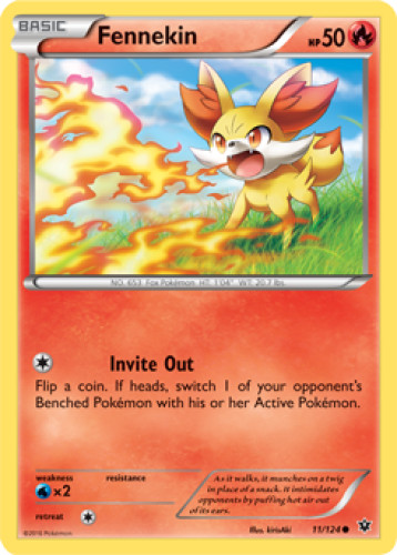 1x Fennekin 11/124  XY Fates Collide Pokemon TCG Card NM