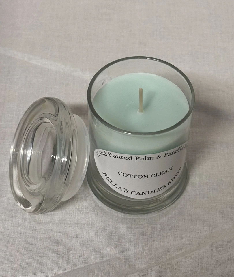 Vela perfumada COTTON CLEAN 8 OZ vertida a mano Foto 3 de 3