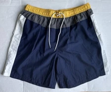 Sun n Sand Mens Swim Trunks 2XL XXL Color Block Pockets Blue Gray Yellow Lined