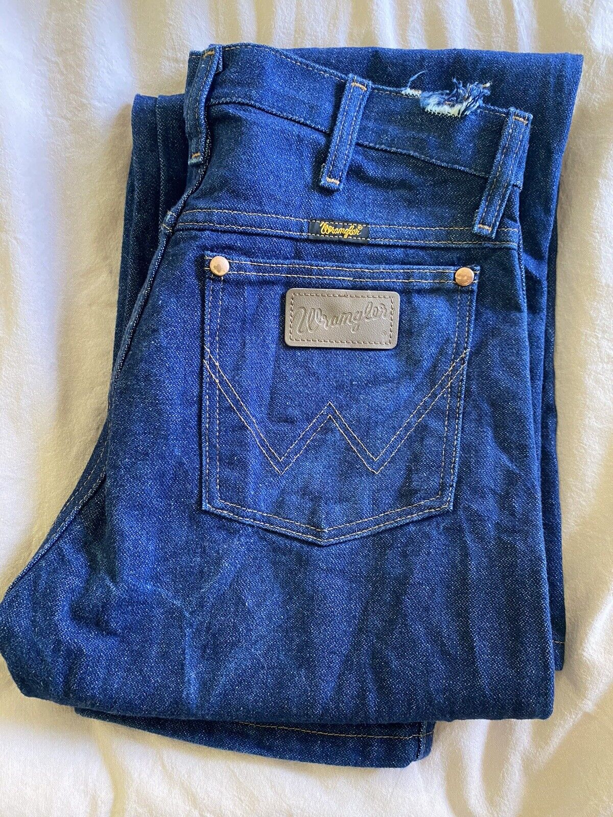 Vintage Wrangler Jeans 80s Dark Denim Straight Leg High Waisted 13MWZ 29 x  32