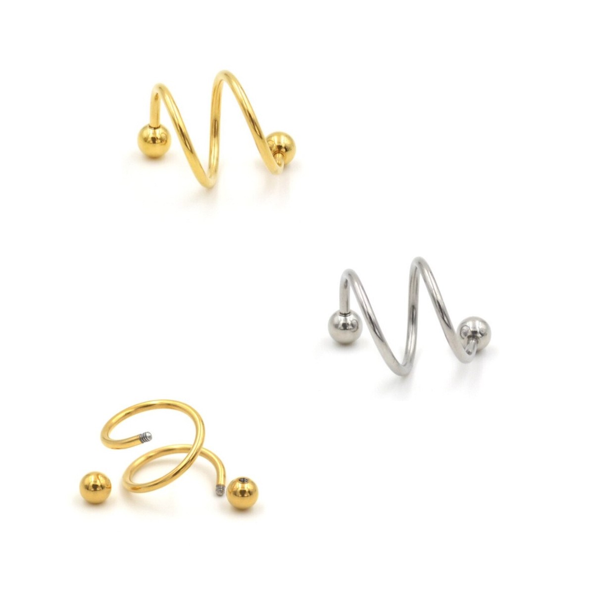 Spiral Gold Helix Cuff Screw Ball Piercing S Spiral Twister