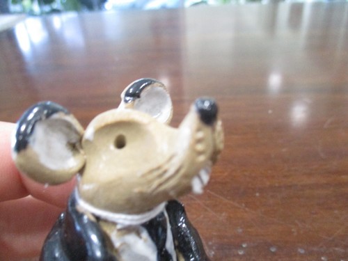 artist made of clay hand painted rat figure mouse figure black tie and jacket - Picture 11 of 11
