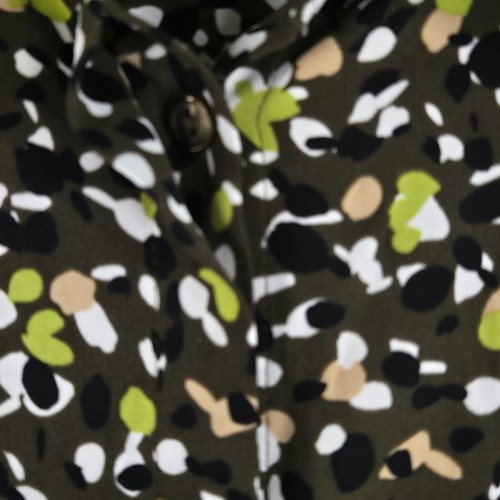 Chico’s 3.5 Maxi Shirt Dress Size XL/18 Olive Green Abstract Dot Office Career - Picture 12 of 18
