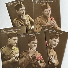 Antique RPPC Photograph Postcard WW1 Handsome American Soldier To Sweetheart