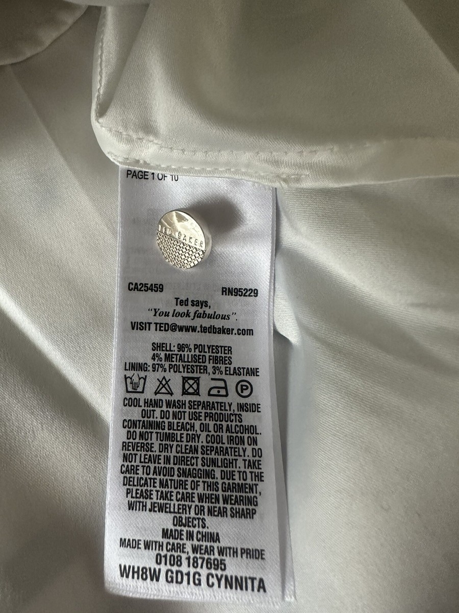 Ted Baker Women White Star Print Cold Shoulder dress size 1 UK 8  
