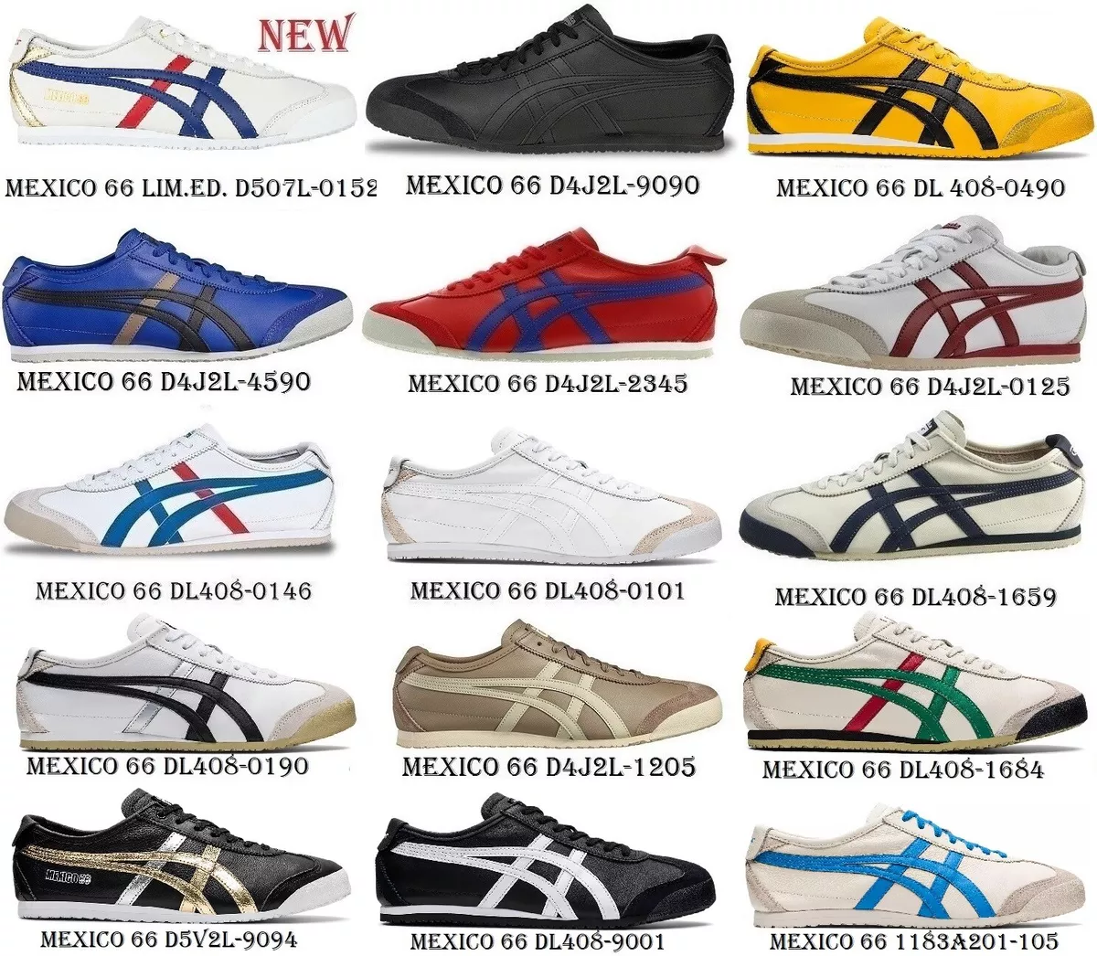 ASICS ONITSUKA TIGER MEXICO 66 LEATHER SNEAKER THL408 MEXICO MEN'S WOMEN SHOES