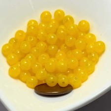 Czech Pressed Druk Round Smooth Glass Beads 6mm Yellow Opal 80 pieces CL071