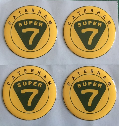 CATERHAM SUPER 7 ALLOY WHEEL CENTRE CAP STICKERS DOMED X4 YELLOW 50mm All Sizes - 第 1/8 張圖片