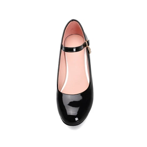 Womens Mary Janes Shoes Patent Leather Sweet Ankle Buckle Round Toe Casual Pump - Picture 9 of 15