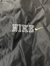 Vtg Nike Windbreaker Track Jacket Sz M Black Yellow Color Block Spell Out I37