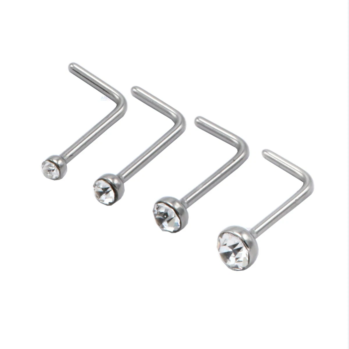 Nose Stud Surgical Steel Clear L-Shape Pin Straight Piercing 1.5mm 2mm  2.5mm 3mm