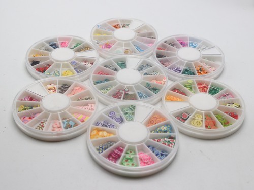Una rueda de 12 estilos surtido 3D Fimo rodajas de arcilla de polímero varias puntas para arte en uñas - Imagen 4 de 14