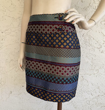 MAEVE Anthropologie Pencil Skirt Mini Multi Color Geometric Print Size 4