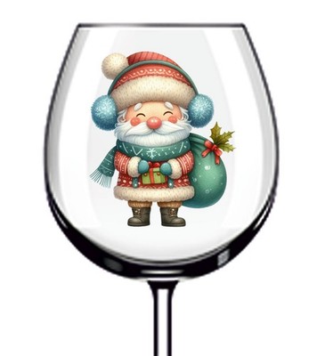 12x bunte Weihnachten Holunder UV DTF Aufkleber - Becher Weinglas Flasche Becher