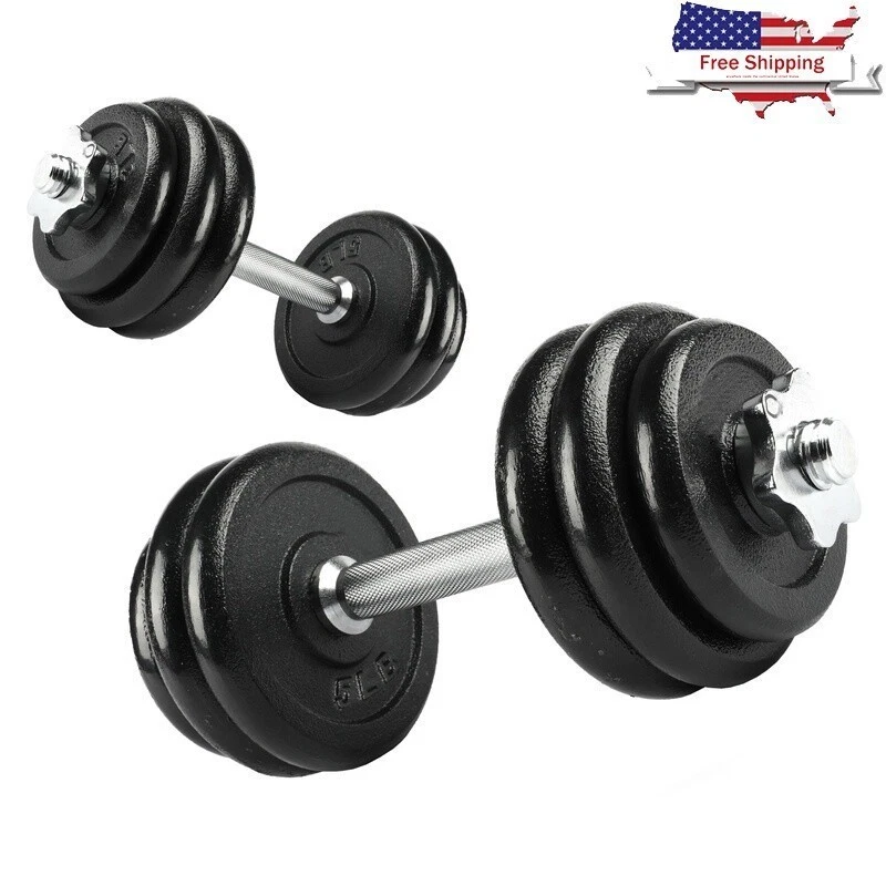 Adjustable 40lb Dumbbell Set Ergonomic Design Knurled Grip Home Gym Fitness New
