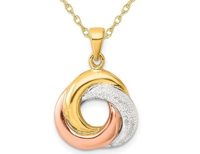 Halskette mit Knotenanhänger Sterlingsilber und Roségold vergoldet mit Kette