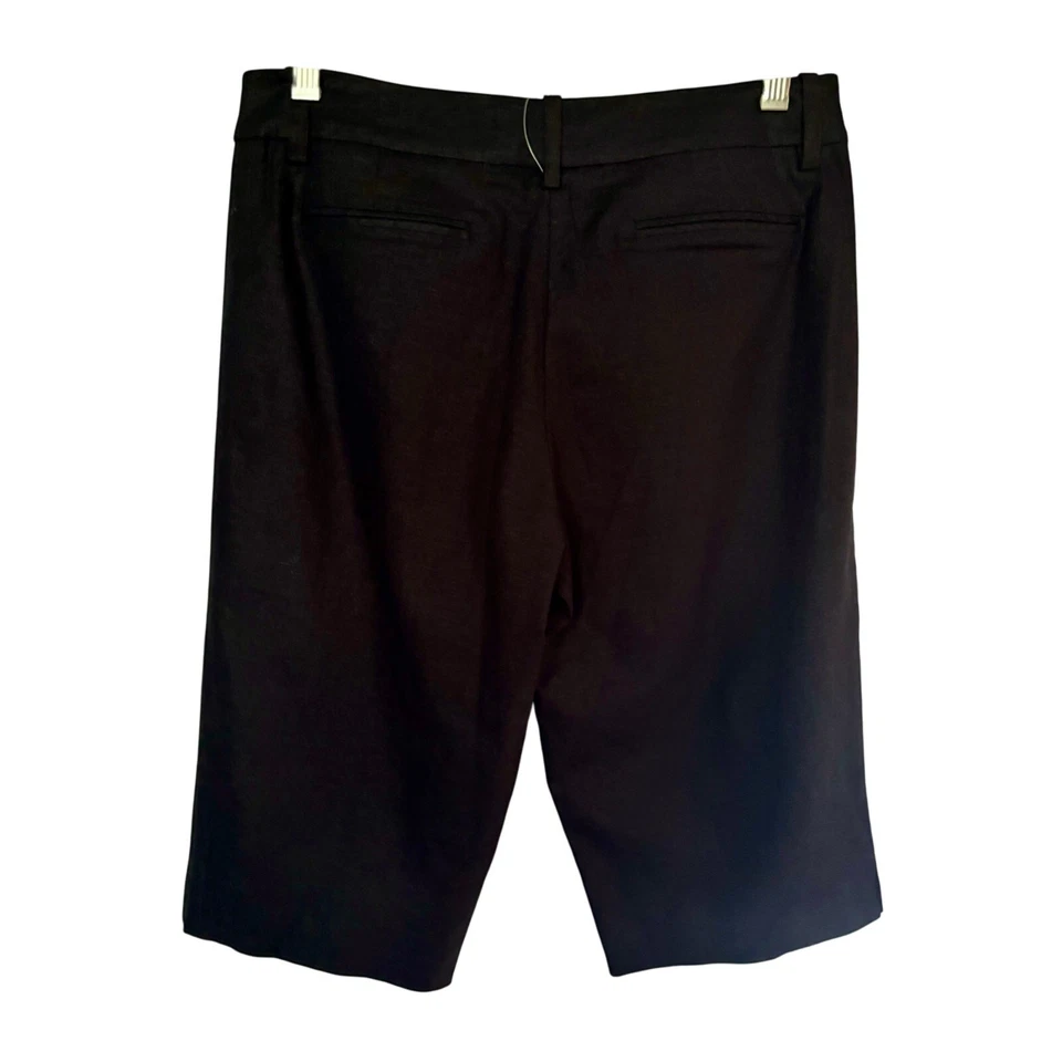 Pantalón Corto Ciudad Cache Negro Elástico Mezcla Lino Bermudas Caminar $88 Nuevo con Etiquetas Foto 3 de 3