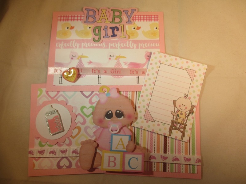BABY GIRL  3D PAPER PIECING  SCRAPBOOK PAGE MAT SET