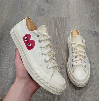 Women's 8 Converse Chuck 70 Low x Comme Des Garcons Play Ivory  Multi Heart