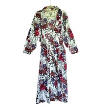Vintage Victoria's Secret Floral Cotton Robe Womens M / L Sash Tie Front