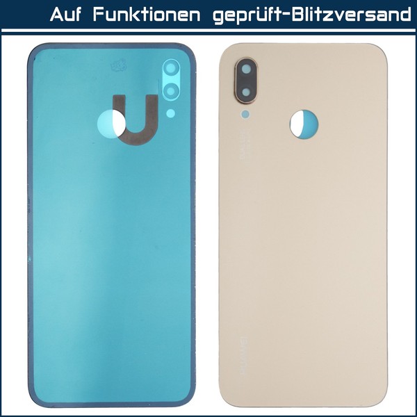 FüR Huawei P20 Lite Akkudeckel Backcover Mit Kameralinse +Kleber In Glod-image