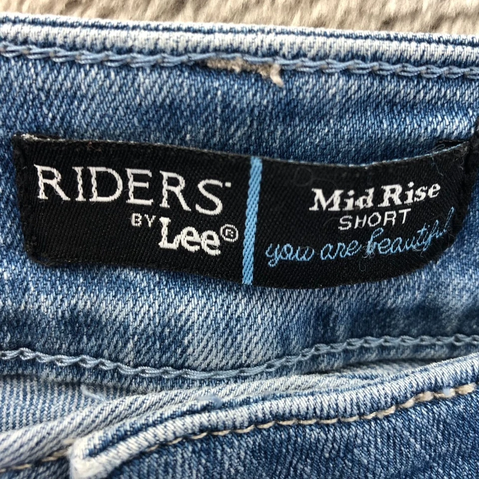 Pantalones Cortos de Jean Riders By Lee Para Mujer Talla 16M Tiro Medio Azul Denim Informales Verano Foto 3 de 4