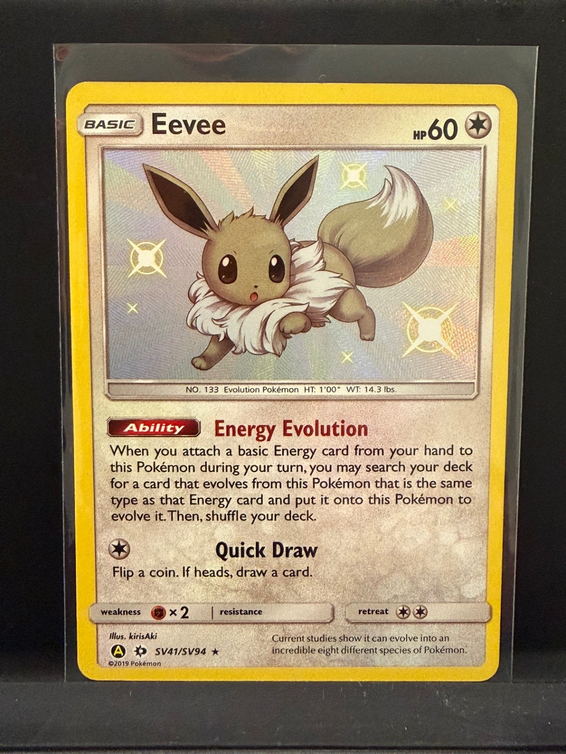 Eevee Shiny Holo Rare Hidden Fates: Shiny Vault SV41/SV94 Colorless Holo Pokemon