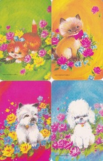 GENUINE 70'S SWAP CARDS 4 SINGLE DOGS N CATS #28