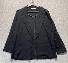 Lush Open Front Blazer Jacket Womens Small Black Stretch Notched Lapel Business