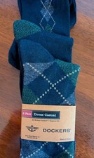 DOCKERS 3 PAIR ARGYLE DRESS CASUAL SOCKS BLUE...
