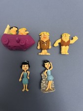 Vintage Flintstones plastic toys Burger King Dino Fred Barney Betty Car 