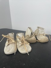 baby shoes Vintage white leather trainers toddler doll 1950s 1960s