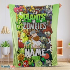 Premium Game Plants Vs Zombies All Character Blanket Fleece Customized Blanket