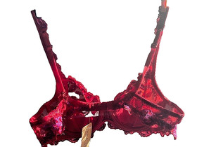 Vintage Lise Charmel Designer French Lingere Bra - Rose de Vent -Rouge Eclat 32B