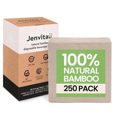 100 Bamboo Wedding Cocktail Napkins Disposable 250 Pack 2-Ply FSC Certif...