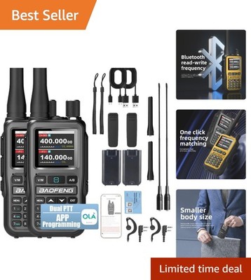 UV-5R Long-Range Walkie Talkies with NOAA Alerts & USB-C Charging - 2 Pack
