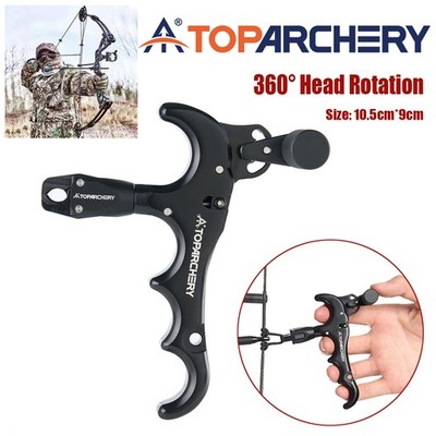 Archery Compound Bow Release Aids 360° Rotation Finger Grip Thumb Release Aids